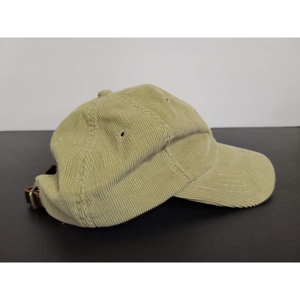 Polo Ralph‎ Lauren Hat Cap Mens Brown Corduroy Leather Strap Back Eagle Flags